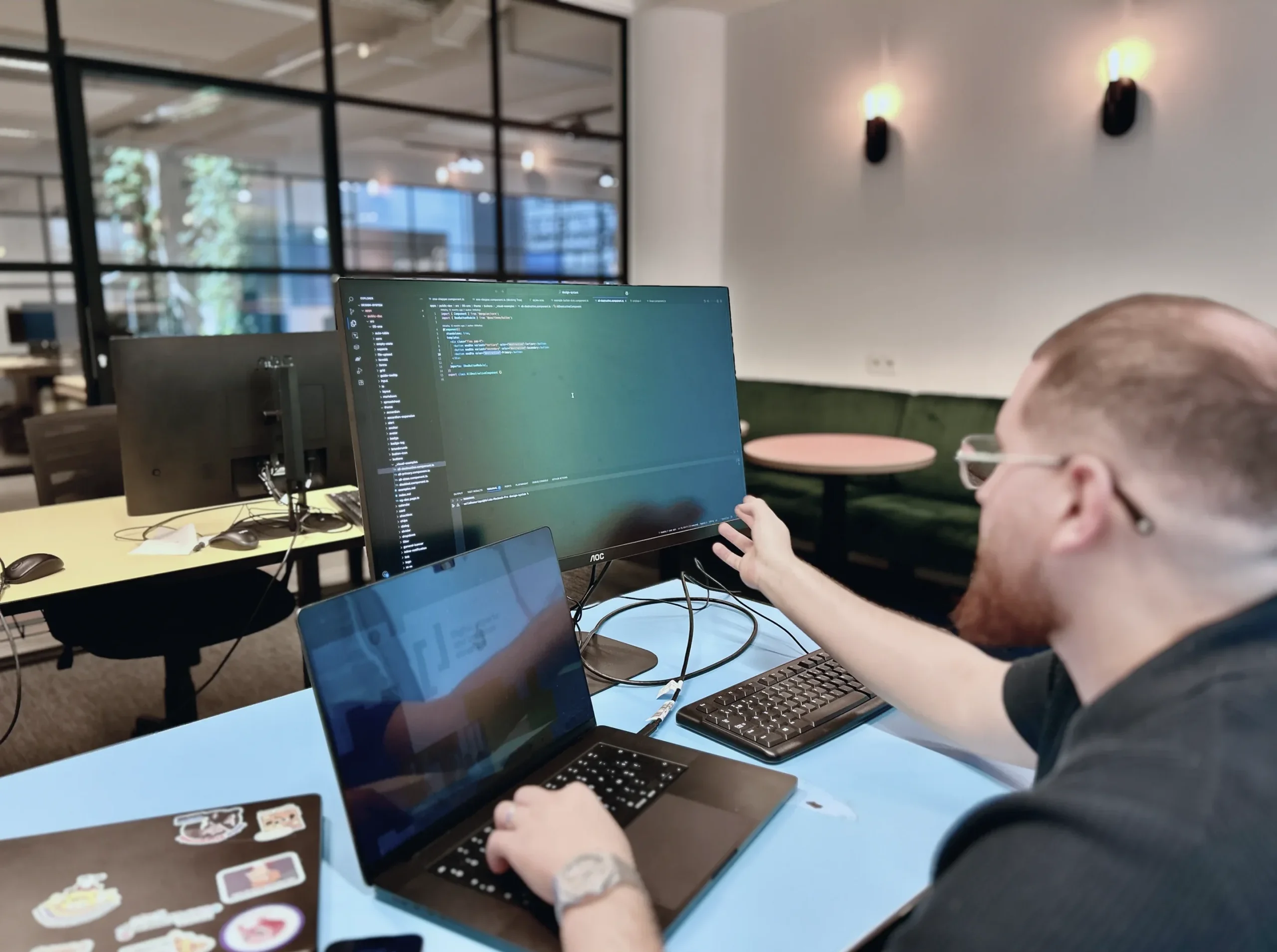 Computer engineer working on his computer
