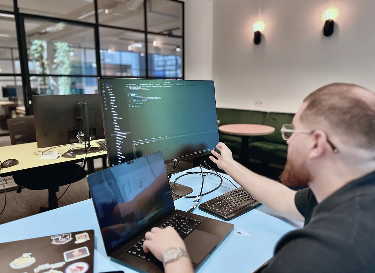 Computer engineer working on his computer